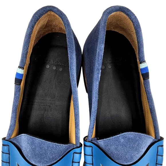 NEW Blue Scarpa Italy Men's 15 Blue Dress Shoes Penny Loafer Italian Handmade 48 - Picture 7 of 15
